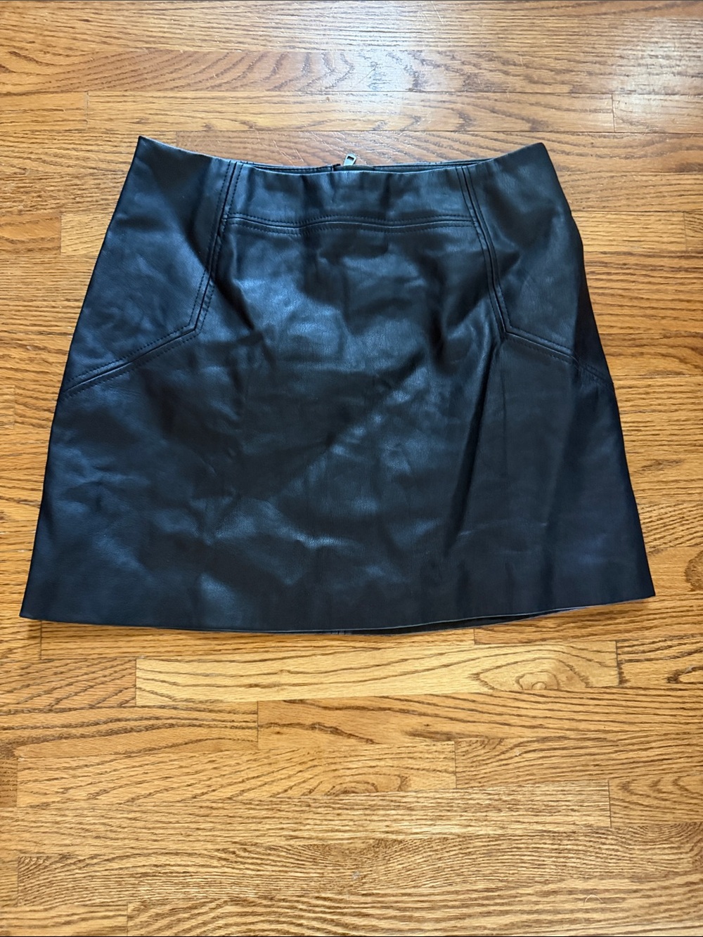 H & M Black Leather A-Line Skirt size 6 eur 38